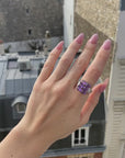 Stunning silver and purple ring