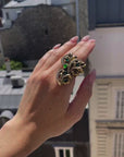 Upcycled flowery rococo golden ring