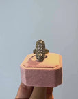 Gold-plated shiny marquise ring
