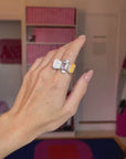 Maximalist silver and amethyst tank ring