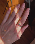 Gold-plated tricolor spinel ring