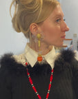 Upcycled floral orange dangly clips