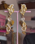 Shiny leaf pearly golden clips