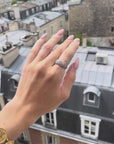 Silver quilted band ring