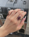 Gold-plated deep red marquise ring