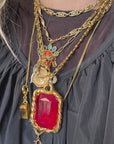 70s "Fabi" red pendant with a "Cascio" golden chain