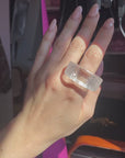 Oversize rock crystal rings