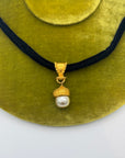 Prevost Black Velvet and Golden Acorn Necklace, 1990s