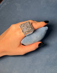 Statement square purple iolite ring