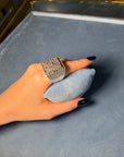 Statement square purple iolite ring