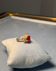 Synthetic ruby silver daisy ring