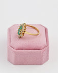 Green and gold-plated marquise ring