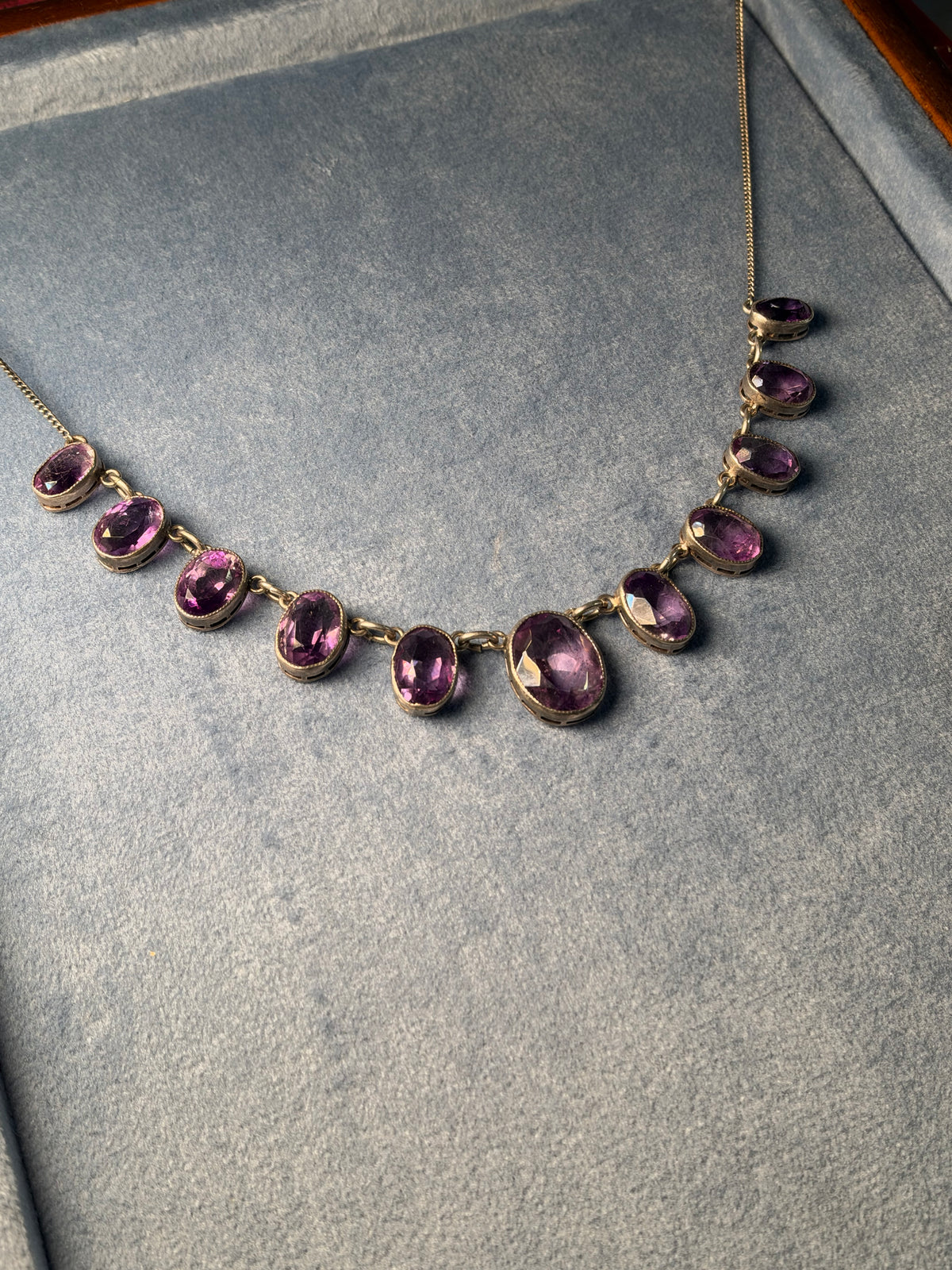 1930s Silver and Amethyst Delicate Necklace