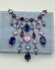 1960s Bronze-Tone Purple Rhinestone Statement Necklace