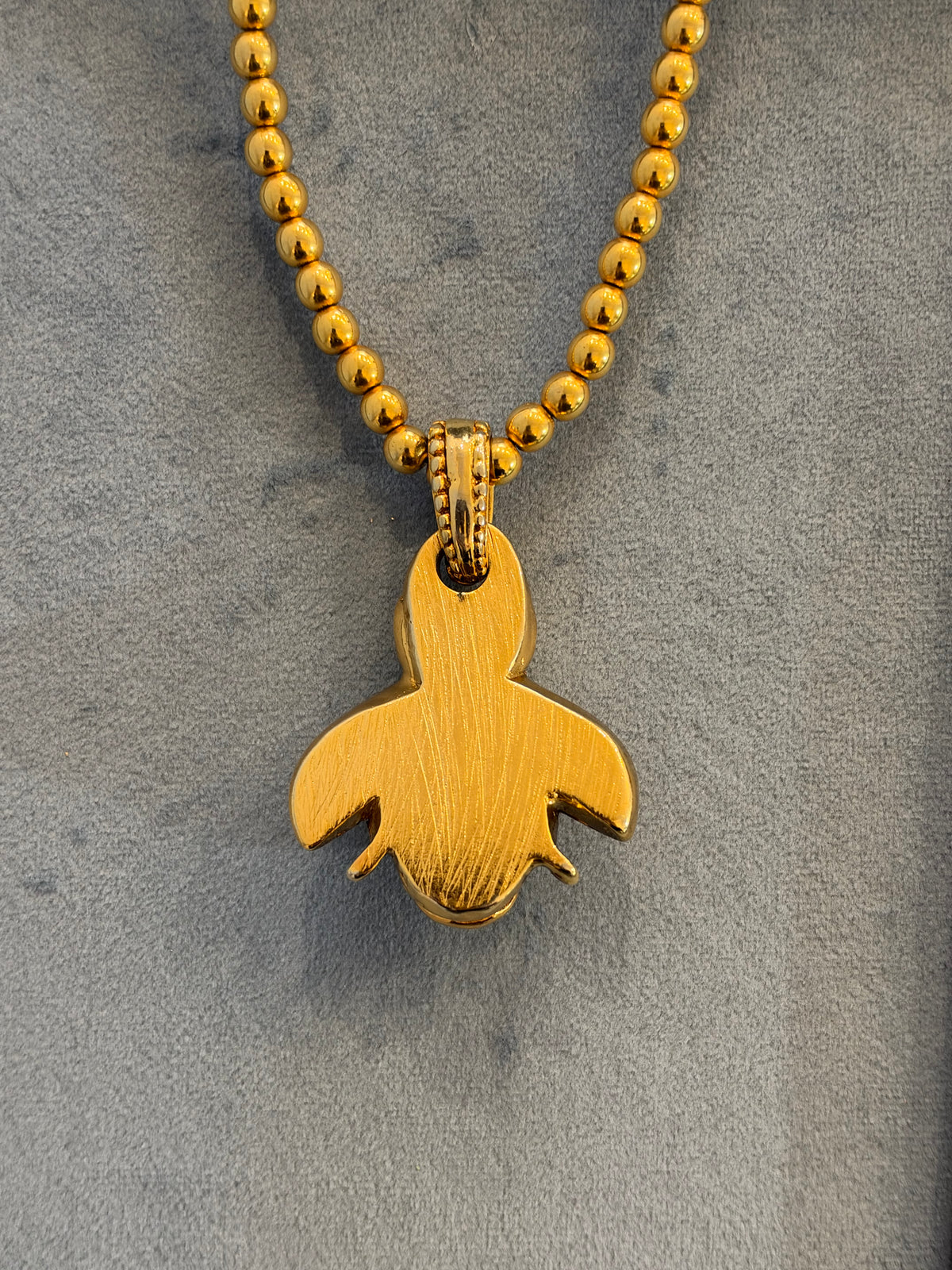 1970s Bee Necklace in Golden Galvanized Resin