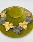1970s Golden and Silvery Metal Leaf Necklace