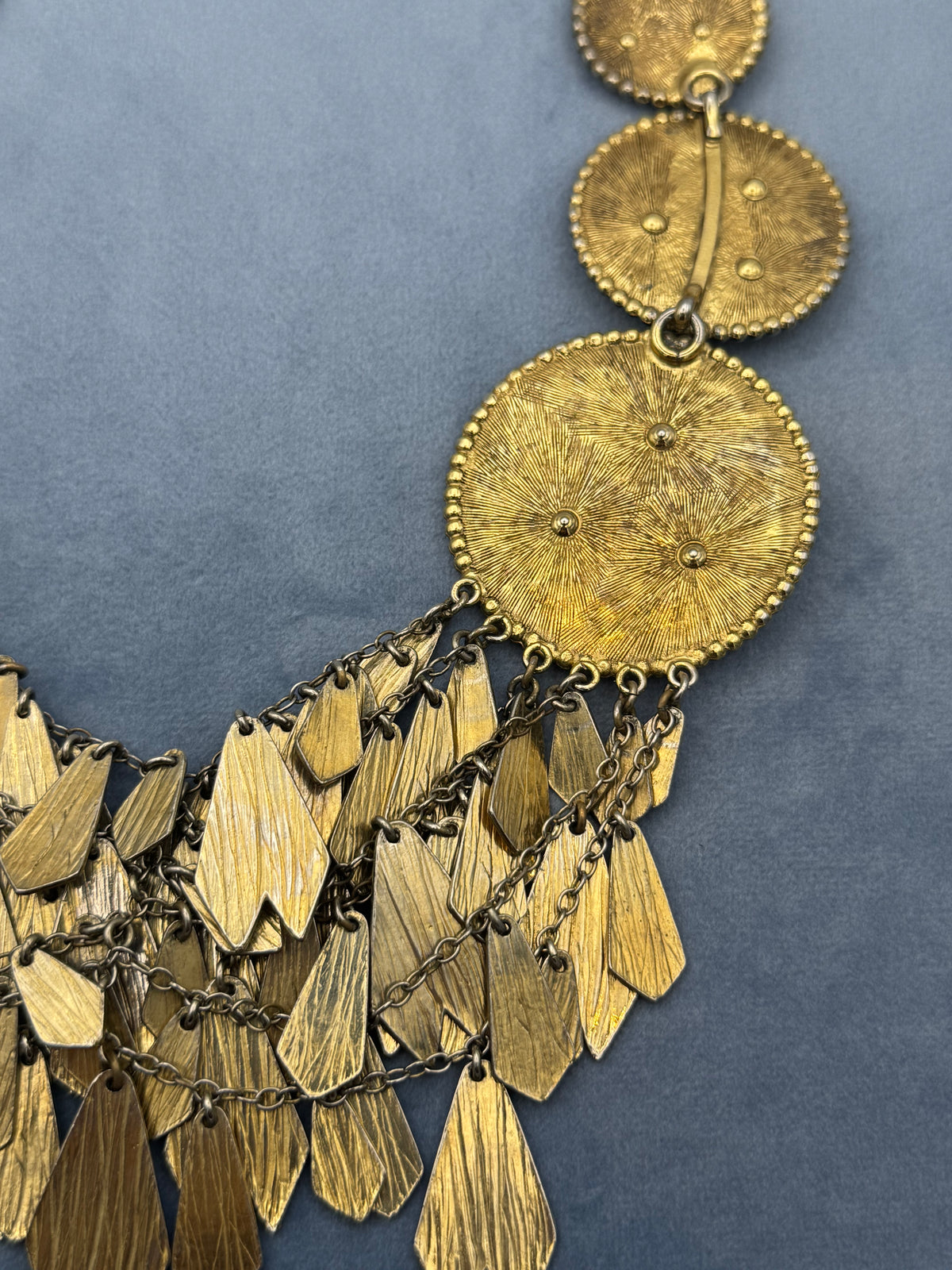 1970s Golden Flower Statement Necklace