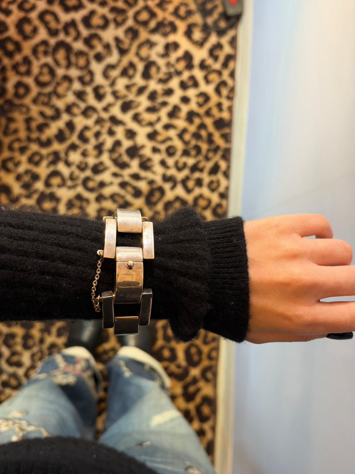 1980s Chunky Tank style Link Silver Bracelet