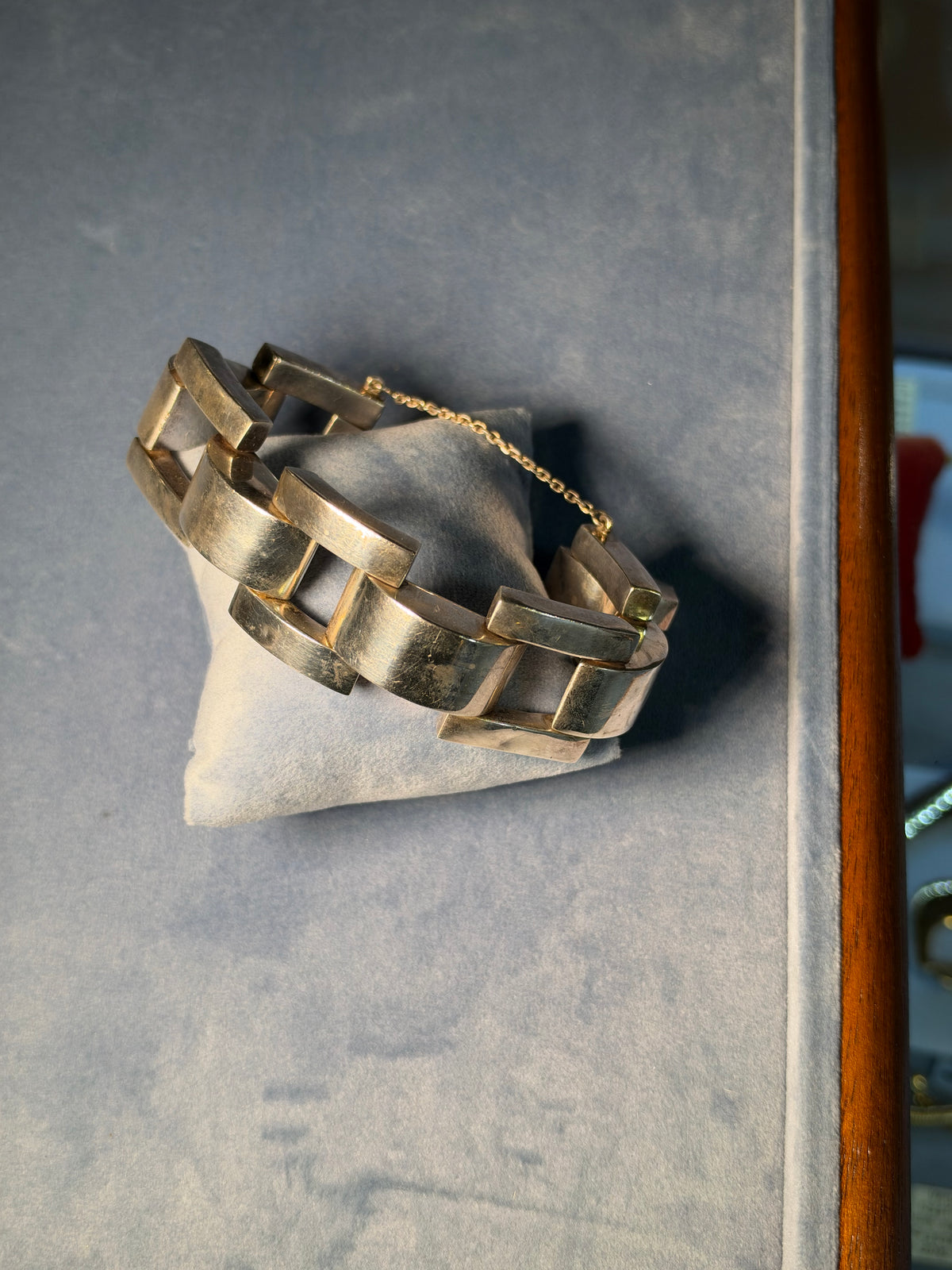 1980s Chunky Tank style Link Silver Bracelet