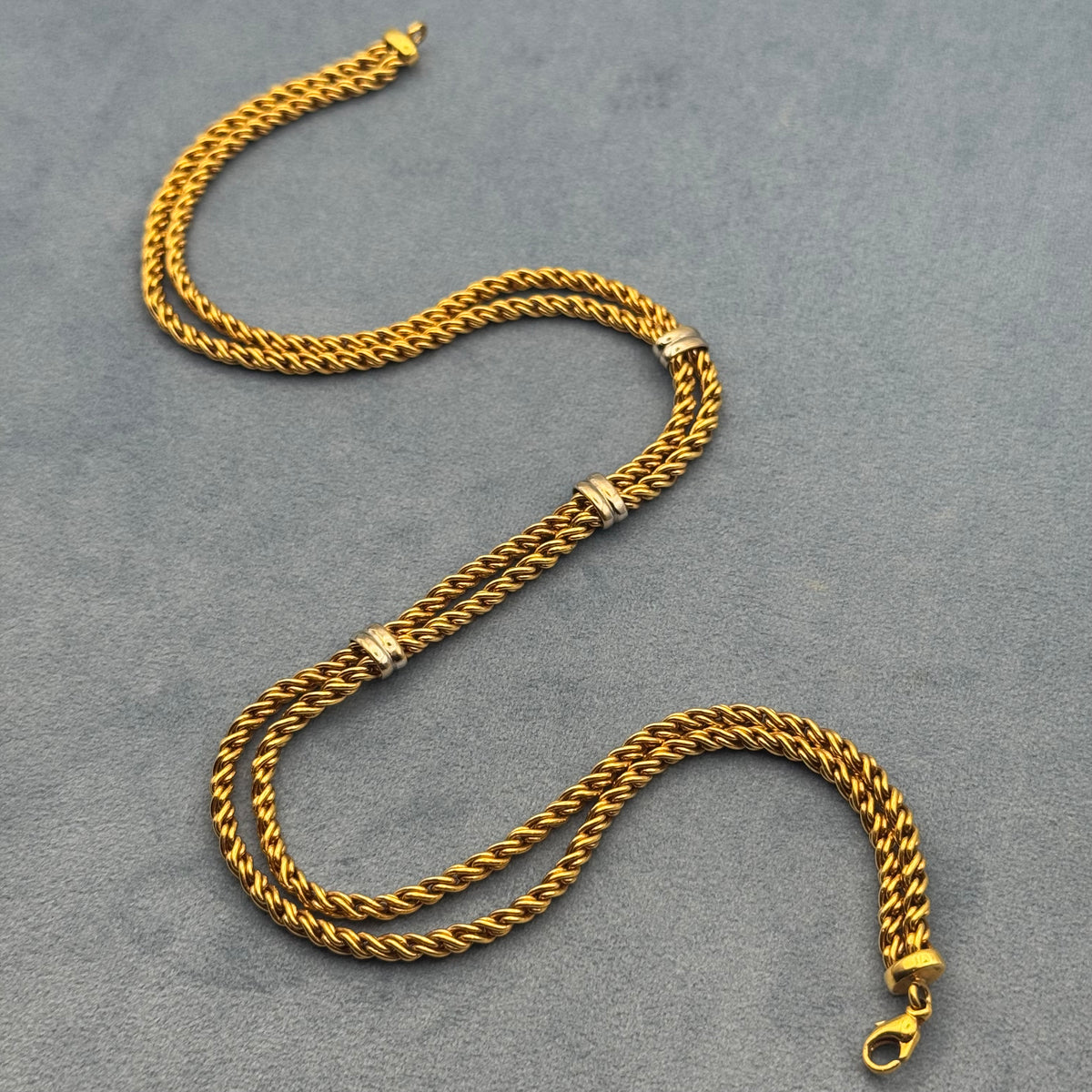 1980s Gold-Plated Double Twist Chain Necklace