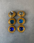 Golden blue round dangly clips 250
