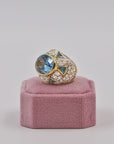 Gold-plated oversize aquamarine ring