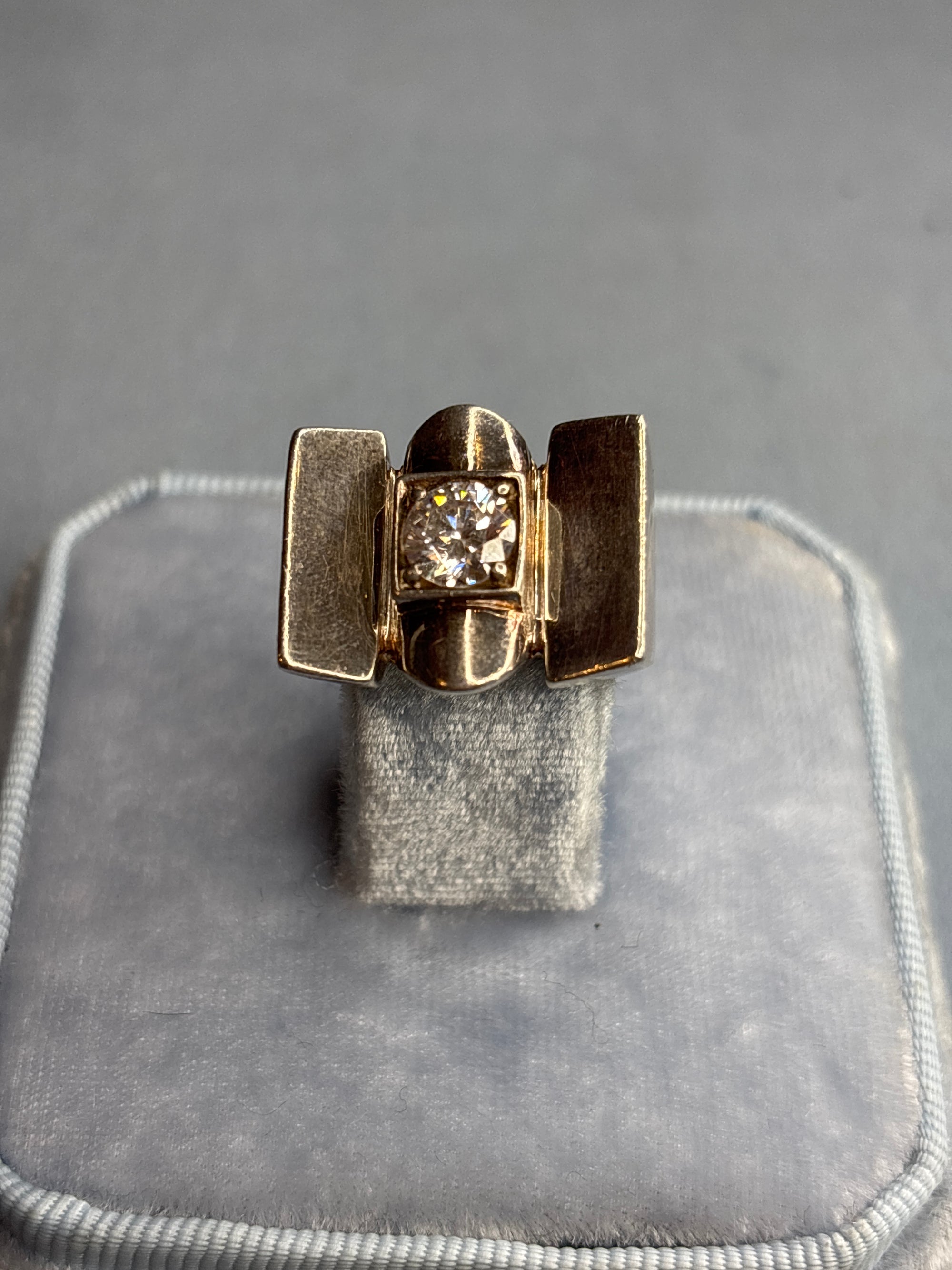 Silver tank glass square stone ring 56FR 280