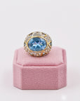 Gold-plated oversize aquamarine ring