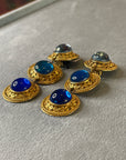 Golden blue round dangly clips 250