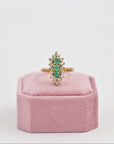 Green and gold-plated marquise ring