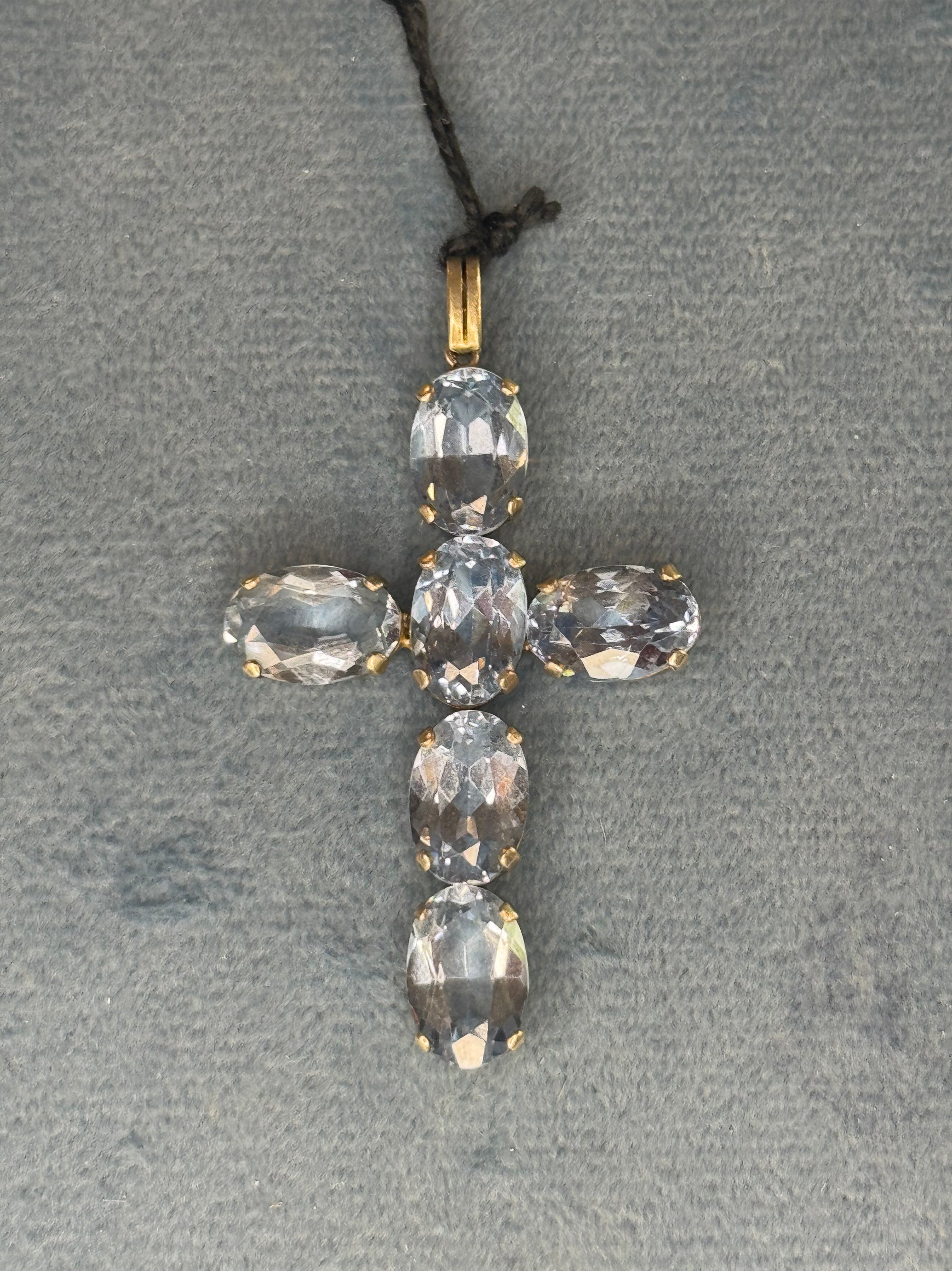 Silver 830 light blue glass cross pendant 259