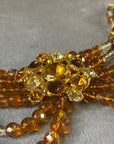 AN pearly amber glass golden mount necklace 410