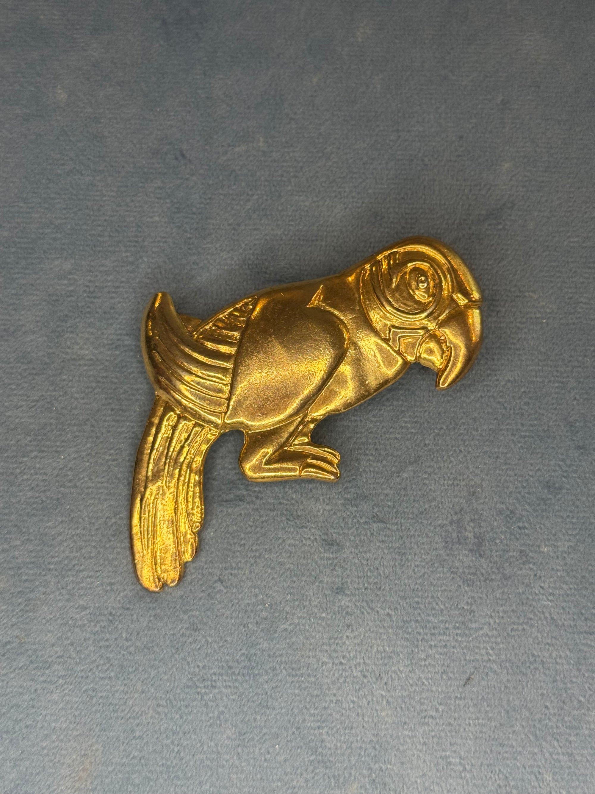 Celine T Saxe Parrot Perroquet XXL golden brooch 269