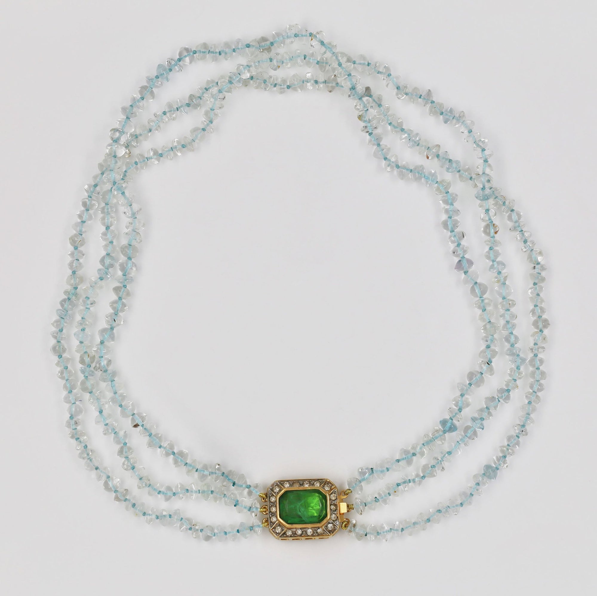 Gold-plated silver and aquamarine pearls