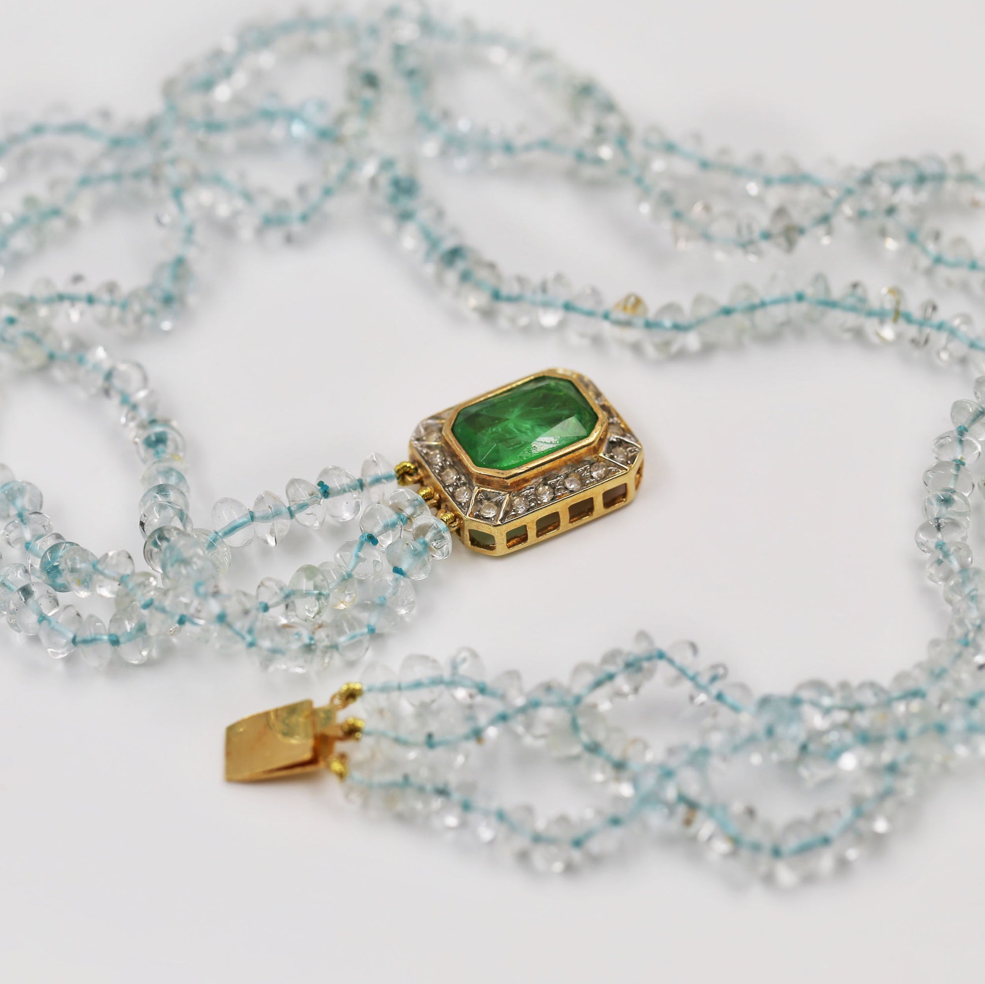 Gold-plated silver and aquamarine pearls