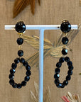 Black pearly dangly clips