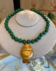 Pearly Malachite with fish necklace