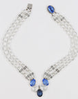 Blue and transparent glass necklace