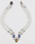 Blue and transparent glass necklace