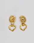 "Reminiscence" golden twisted heart clips