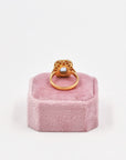 Gold-plated shiny aquamarine signet ring
