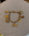 Gold-plated animal charms chain bracelet