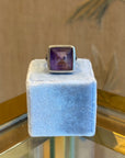 Square amethyst silver ring