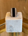 Black baguette silver ring
