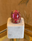 « Burma » ruby synthetic cabochon and glass ring