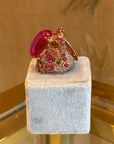 « Burma » ruby synthetic cabochon and glass ring