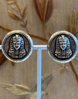 Egyptian pharaon silvery compact clips