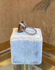 Orange sapphire synthetic and silver square ring