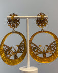 Golden openwork butterfly dangly earrings