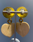 Oversize heart mother of pearl dangly clips